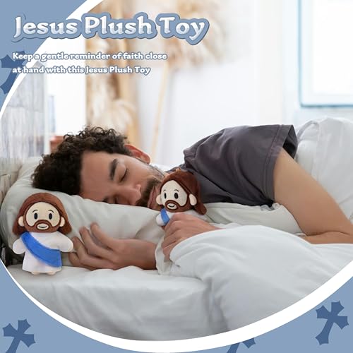 Jesus Plush Doll – Soft Religious Stuffed Animal for Kids – Christian Savior Toy for Easter, Baptism, First Communion, and Sunday School Gifts 12" - color: Blue-a