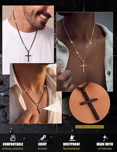 LOYALLOOK Cross Necklace for Men Women Silver Gold Black Mens Necklaces - style: 19:26
