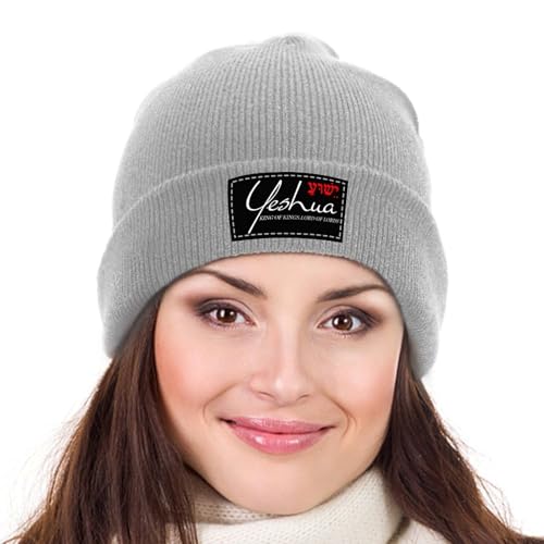 Yeshua Jesus Christian Beanie Hat Warm Winter Skull Caps Knit Slouchy Beanies for Outdoor - color: Light Gray-03