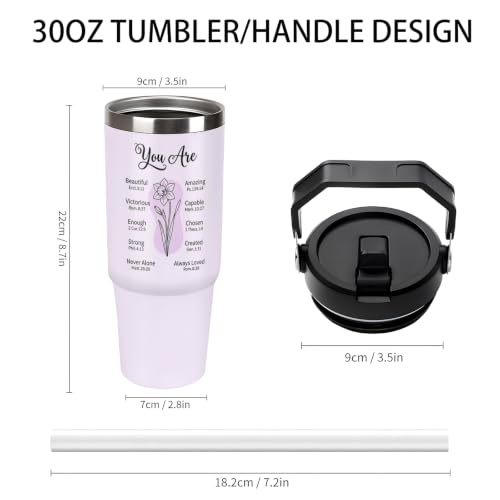 30 oz Tumbler with Straw, Stainless Steel Vacuum Insulated Travel Mug, Water Bottle, Christian Coffee Mugs and Gifts for Women - color: christian coffee mugs