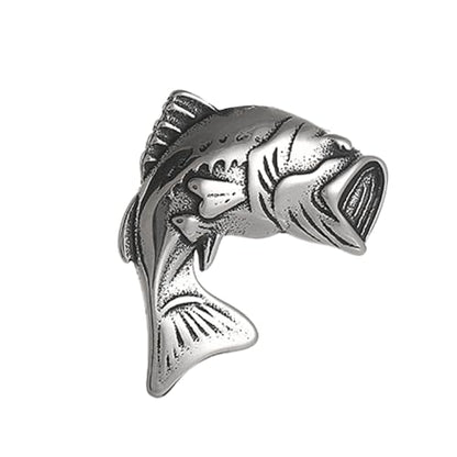 Bass Fish Brooch Pin, Largemouth Fish Breastpin Stainless Steel, Fishing Amulet Gift Brooches Lapel Pins