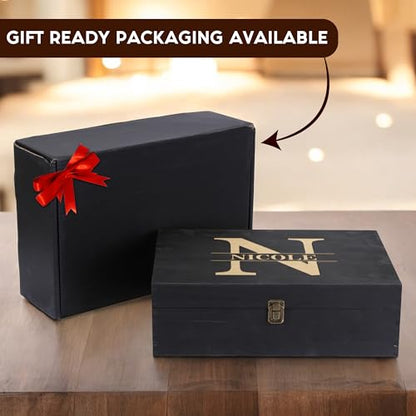 Personalized Monogram Keepsake Box, Engraved Gift for Men & Groomsmen - style: 8. Split Monograms