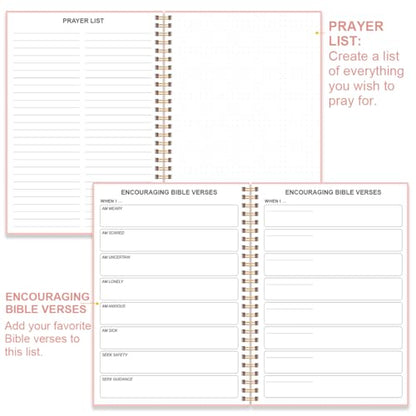 Heveboik Bible Study Journal – Church Notes Notebooks – Note Taking & Journaling Kit, 5.8" x 8.5", Pink - color: Pink