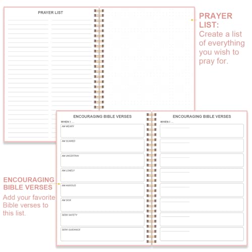 Heveboik Bible Study Journal – Church Notes Notebooks – Note Taking & Journaling Kit, 5.8" x 8.5", Pink - color: Pink