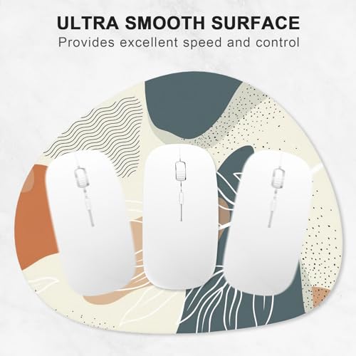 Mouse Pad, Premium-Textured Oval Computer Pad, 8.7" x 7.1" Thick 3 mm Anti-Slip Waterproof Rubber Cute Mouse Mat for Office, Home, Gaming, Laptop, PC, Boho Leaves - color: Boho Leaves