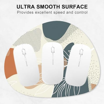 Mouse Pad, Premium-Textured Oval Computer Pad, 8.7" x 7.1" Thick 3 mm Anti-Slip Waterproof Rubber Cute Mouse Mat for Office, Home, Gaming, Laptop, PC, Boho Leaves - color: Boho Leaves