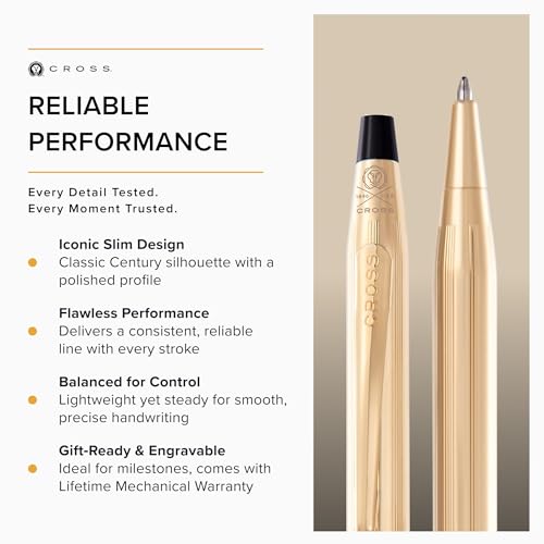 Cross Classic Century 23KT Gold Ballpoint Pen, Medium Point, Black Ink - color: Gold