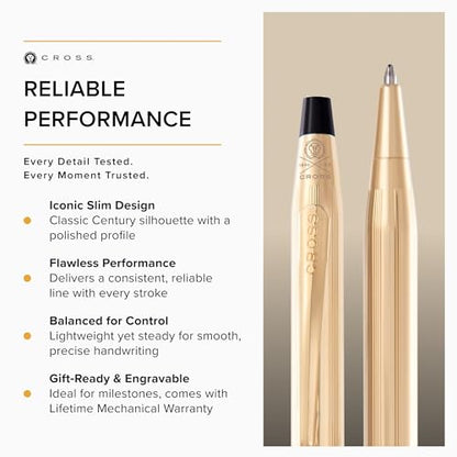 Cross Classic Century 23KT Gold Ballpoint Pen, Medium Point, Black Ink - color: Gold