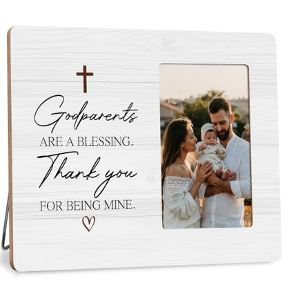 Godparents Picture Frame, Christian Thank You Gifts Photo Frame, Godparent Appreciation, 4x6 Photo - color: White 5