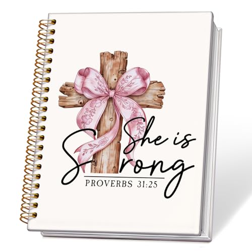 ETVISO Pink Coquette Bow Spiral Bible Notebook for Note Taking, Proverbs 31:25 Christian Gifts for Women Girls, Bible Study Supplies Journal, Cute Preppy Aesthetic Hardcover Spiral Notebooks 5.5 x 8.3 - color: 01-Bible(Proverbs 31:25)