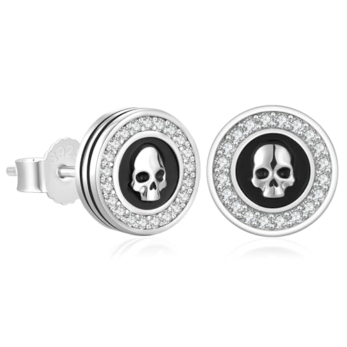 KRKC&CO Earrings for Men, Sterling Silver Earrings Studs, Hypoallergenic - color: Black B