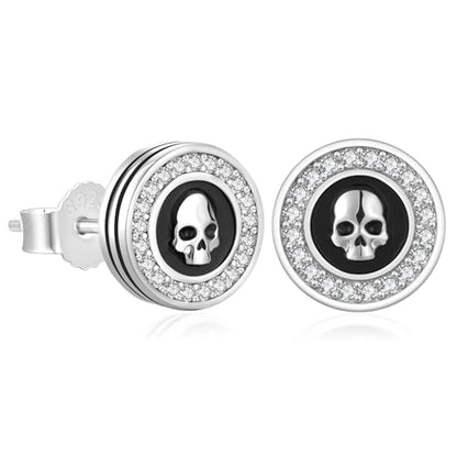 KRKC&CO Earrings for Men, Sterling Silver Earrings Studs, Hypoallergenic - color: Black B
