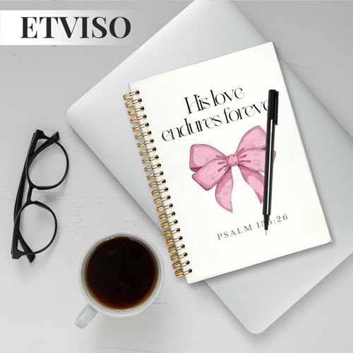 Retro Pink Coquette Bow Christian Notebook, Psalm 136:26 Bible Journaling, Religious Prayer Journal for Woman, Church Notes Notebook, Scripture Hardcover Spiral Notebooks 5.5x8.3 Inch - color: 05-Bible(06)