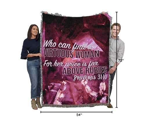 Pure Country Weavers Who Can Find A Virtuous Woman Blanket - Scriptures - Proverbs 31:10 - Religious Gift Tapestry Throw Woven from Cotton - Made in the USA (72x54) - color: Proverbs 31:10, size: 72" x 54"