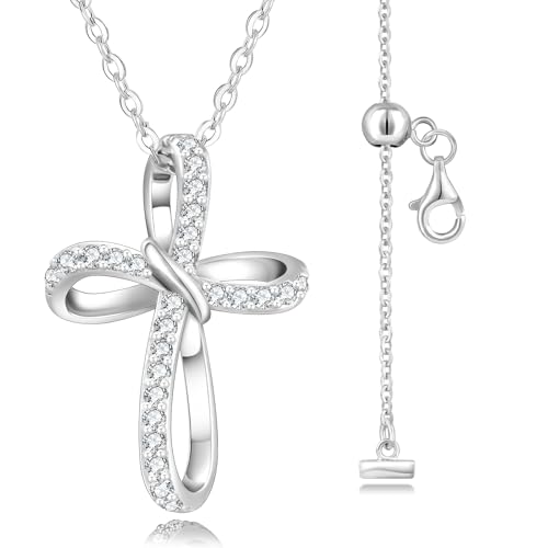 KRKC&CO Moissanite Cross Necklace for Women: D Color VVS1 0,09-0,3ct - color: Silver D