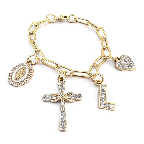 Cross Steering Wheel Charm Initial Letter L Car Jewelry Interior Decor - color: Initial L