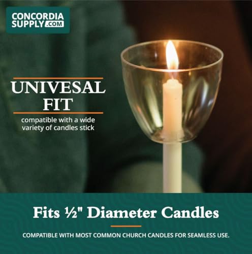 Concordia Supply 5" x 1/2" Candles w/Clear Plastic Shields, Set of 250