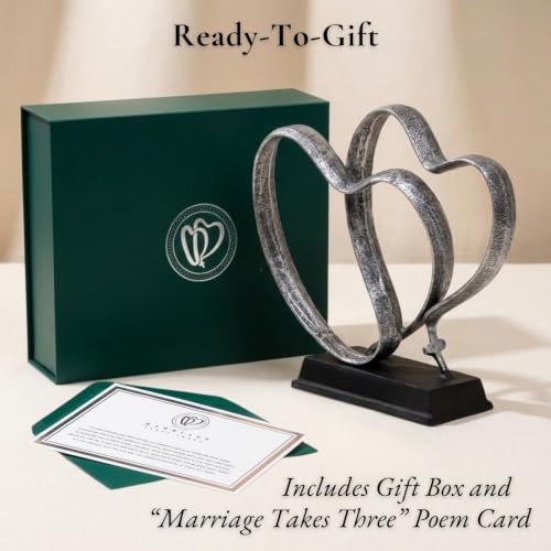 Wedding Anniversary Couples Gift - Silver Iron Hearts & Cross, Any Occasion - color: Silver
