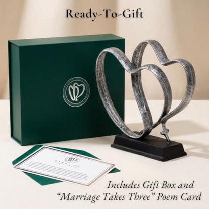 Wedding Anniversary Couples Gift - Silver Iron Hearts & Cross, Any Occasion - color: Silver