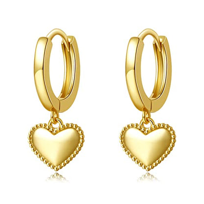 DAILY VIBES Cute Gold Mini Dangle Huggie Hoop Earrings for Women Trendy - color: Mini Heart B