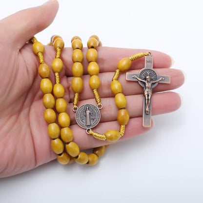 KOMI Handmade Wooden Catholic Rosaries, Rosary Beads Necklace Wood Christian Prayer Beads Catholic Christian Gift - style: Rosary#1#2