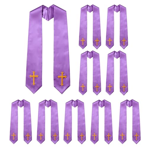 10 PC Clergy Stole & Choir Stole Bulk 60/72" - color: Purple, size: 72 inch
