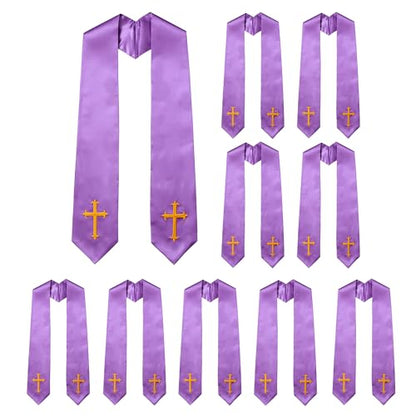 10 PC Clergy Stole & Choir Stole Bulk 60/72" - color: Purple, size: 72 inch