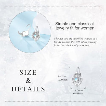 Celtic Trinity Knot Earrings for Women 925 Sterling Silver Triquetra Knot Leverback Abalone Shell Irish Jewelry Tree of Life Gift - style: White-Moonstone-celtic knot