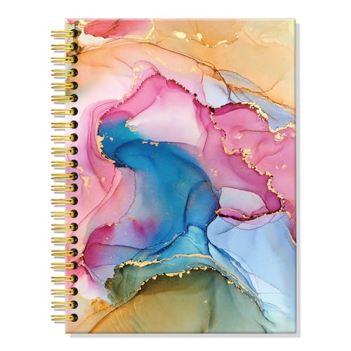 ERHACHAIJIA Watercolor Splash Lined Spiral Notebook for Women Wife Sister - color: Rainbow-gold