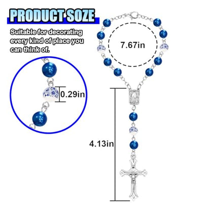 ZIMISI 2PCS Car Rosary for Rearview Mirror (Ceramic) - color: Ceramic Blue