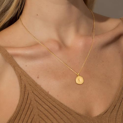 Robaice Cross Necklace for Women, Dainty 14K Gold Plated Cross Necklace - style: disc cross yellow