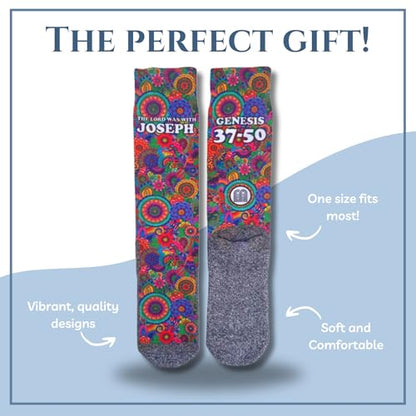 Bible Verse Socks for Men, Christian Scripture Crew Socks, Faith Gift - color: Josephs