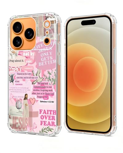 Pink Christian Bible Verses Phone Case Compatible with iPhone 17 Pro Max, Lord Lamb Phone Cover for iPhone 17 Pro Max - color: Pink Bible Verses