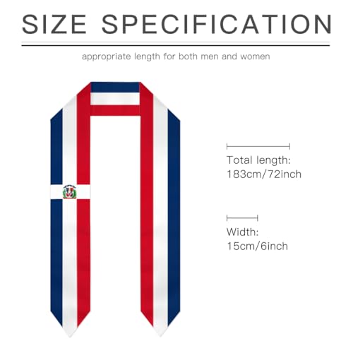 Flag Graduation Stoles for Men and Women, Graduation Shawl Sash for International Graduation's Day - color: Dominican Republic Flag Stole