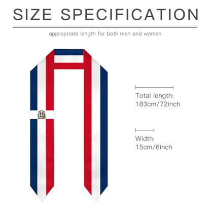 Flag Graduation Stoles for Men and Women, Graduation Shawl Sash for International Graduation's Day - color: Dominican Republic Flag Stole