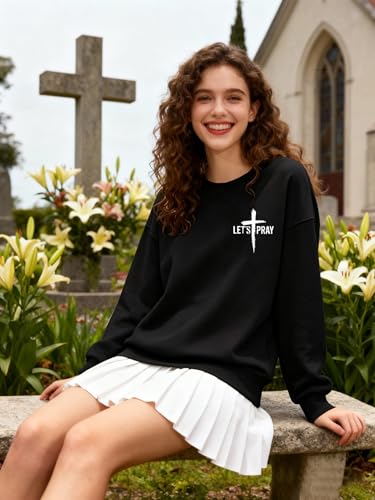 Christian Sweatshirts for Women Jesus Cross Casual Pullover - color: Break, size: Small