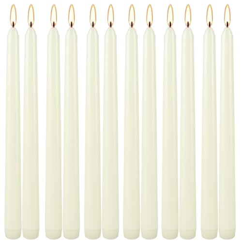 Ivory Taper Candles, 10 Inch Dripless Unscented, 12 Pack - color: lvory-10"12pcs