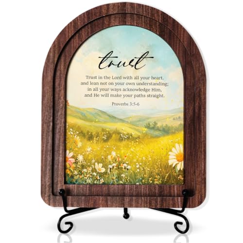 Trust In The Lord With All Your Heart Wood Plaque Sign，Christian Desk Decor - color: Proverbs 3:5-6