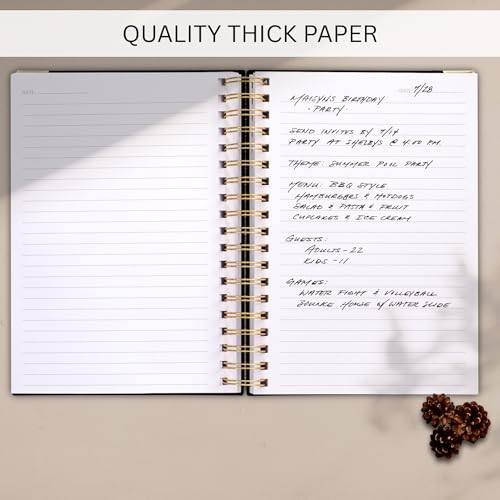 Aesthetic Thick Spiral Notebook Journal For Women in B5 - Linen Hardcover - color: Black, size: B5