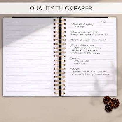 Aesthetic Thick Spiral Notebook Journal For Women in B5 - Linen Hardcover - color: Black, size: B5