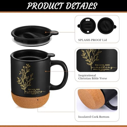 FillTouch 12 Pcs Christian Gifts Coffee Mugs Bulk,Black,Flower - color: Black, size: Flower