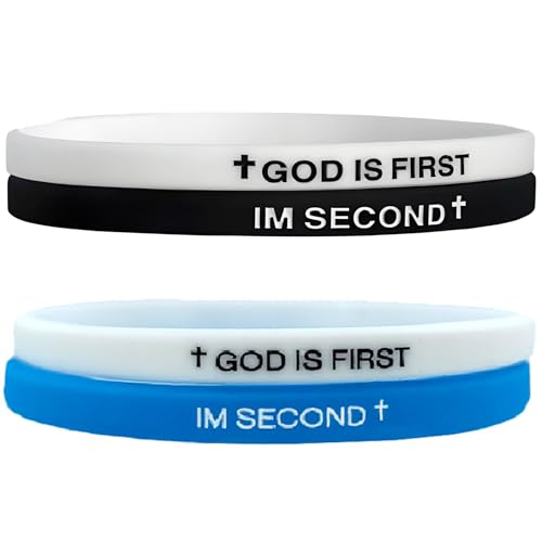GOD IS FIRST BRACELET,IM Second Christian Rubber Inspirational Bible Verses Bracelets Motivational Jewelry Gifts for Men Women - color: 2 Sets
