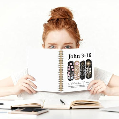 for God So Loved The World Spiral Notebook for School Office, John 3:16 Christian Journal, Floral Christian Faith Notebook Gifts, Inspirational New Job Farewell Gifts for Women Men Coworkers - style: So Loved