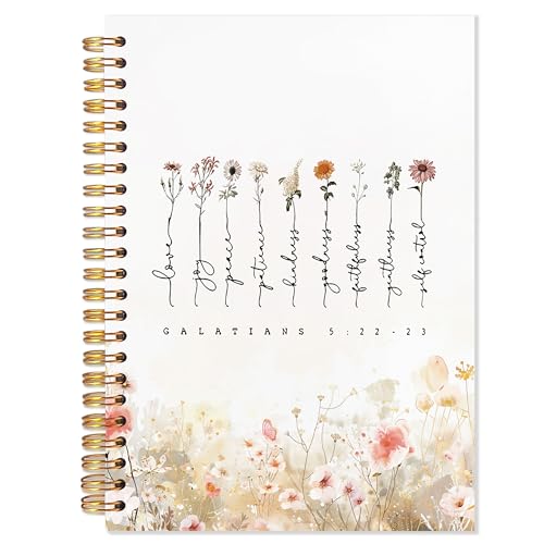 Floral Christian Journaling Notebook, Galatians 5:22-23 Bible Notebooks for Note Taking, Christian Gifts for Woman, Prayer Journal for Woman, Religious Spiral Notebook 5.5x8.3 Inch - color: 5:22-23 anthemy