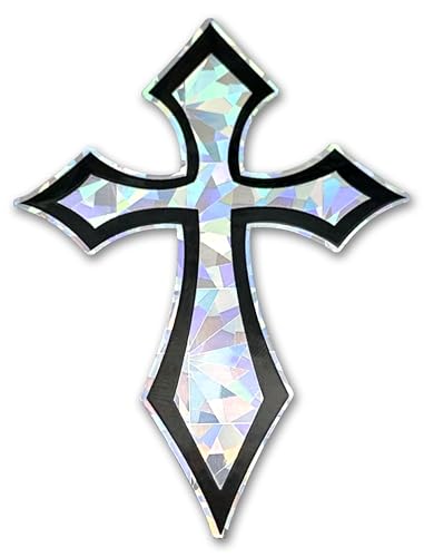 Elektroplate Christian Pointed Gothic Cross Reflective Car Decal 4" - color: Pointed Reflective
