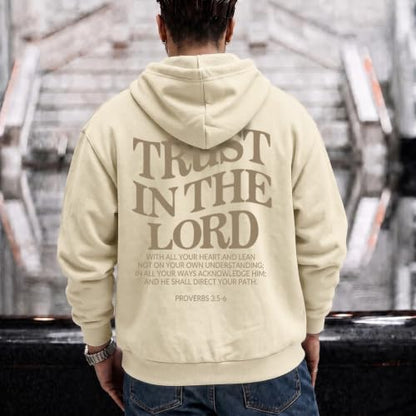 Faith Over Fear Christian Hoodies for Men Inspired Religious Pullover - color: Beige, size: Small