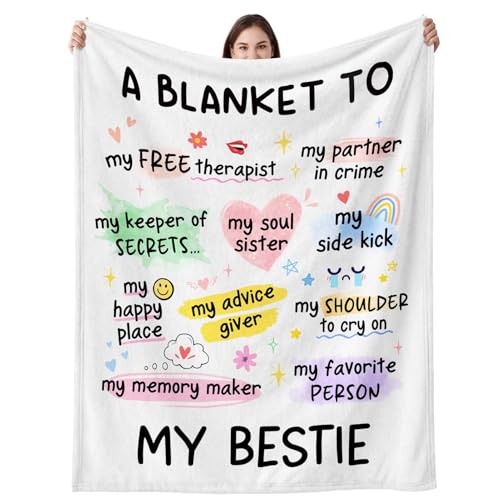 Bestie Gifts for Women, Flannel Soft Best Friend Blanket - 50’’ x 60’’ - color: Bestie