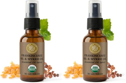 Silk Road Organic Frankincense Oil & Myrrh Essential Oil Spray, 100% Pure USDA Certified Aromatherapy for Body Aches, Stiffness & Tingling, Stress, & Skin - 1 Oz Spray (Pack of 2) - size: 1 Fl Oz (Pack of 2)