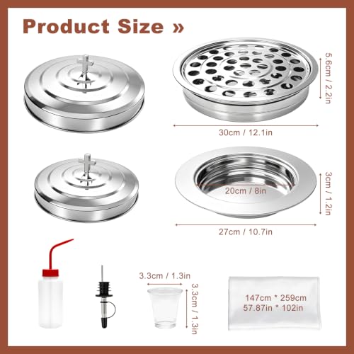Communion Set Holy Trays for Churches with Lid, 2 Pcs Stainless Steel Communion Tray Set Includes 100 Disposable Cups and Cup Filler, Communion Table Cloths, Silver