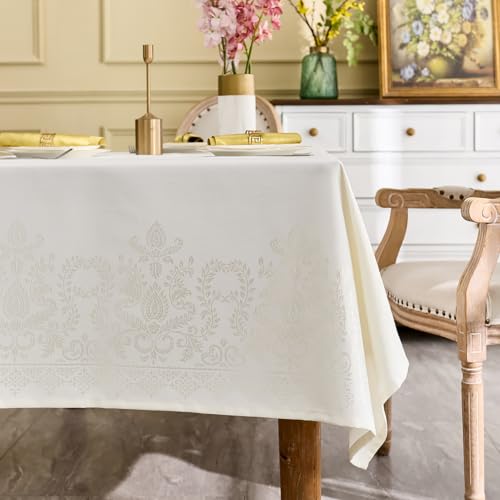 Persian Paisley Jacquard Tablecloth, Rectangular, 70 x 104 inches, Ivory - size: 104" x 70" (Rectangular)